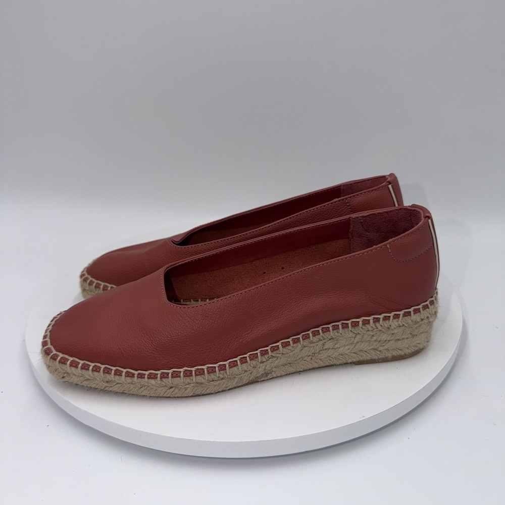Everlane The Espadrille Womens US size 6.5 Coral Leather Slip On Summer Classic